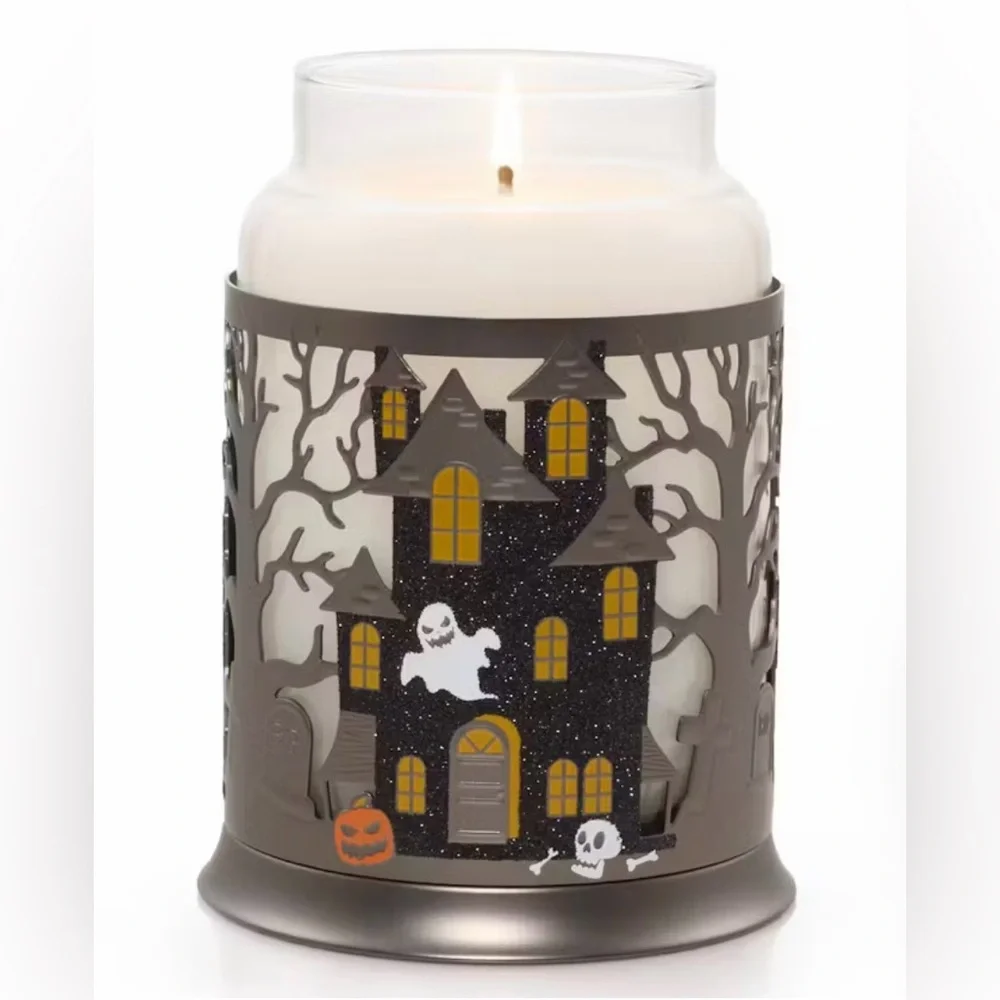 Yankee Candle Haunted House Halloween Metal Candle Holder NIB